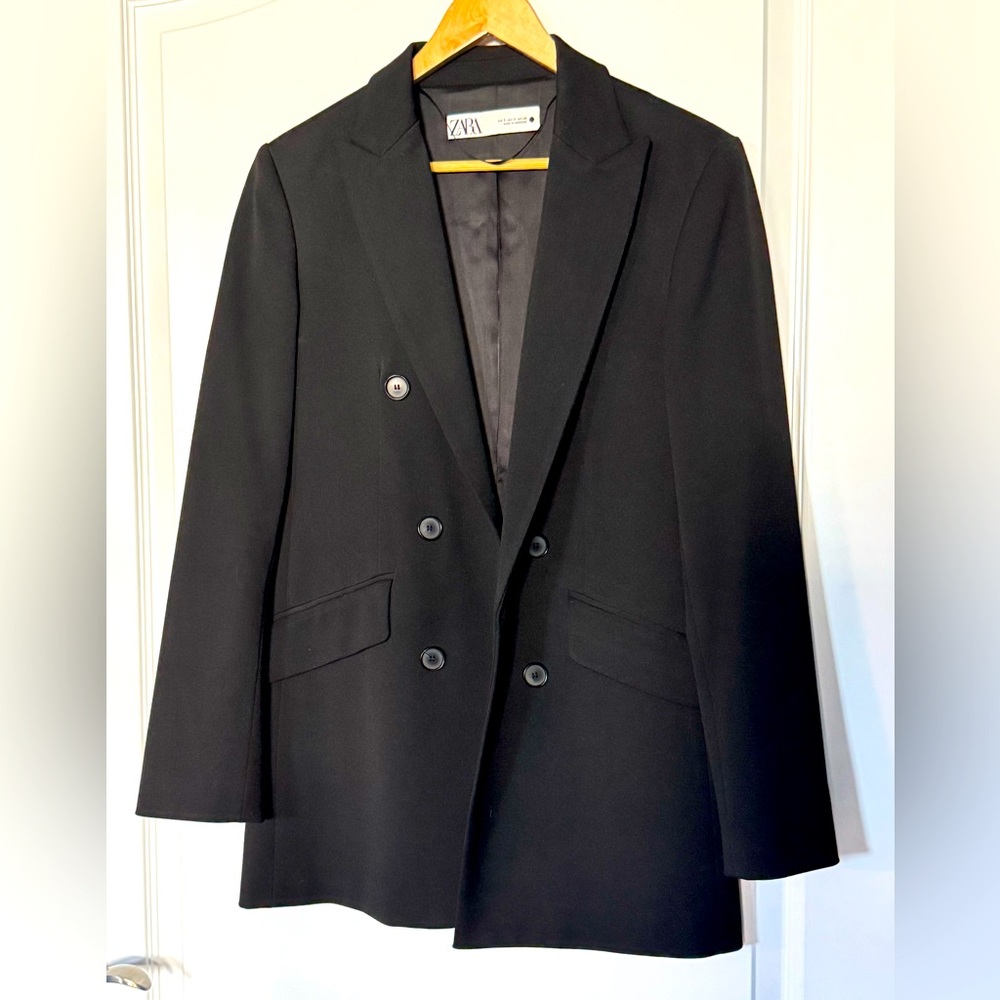 Zara Dbl Breasted Black Blazer